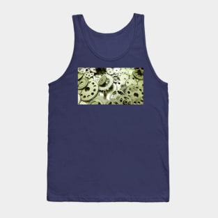 metal, security, technology, abstract,  mechanical, gold, connect, gears, photo, mechanism Tank Top